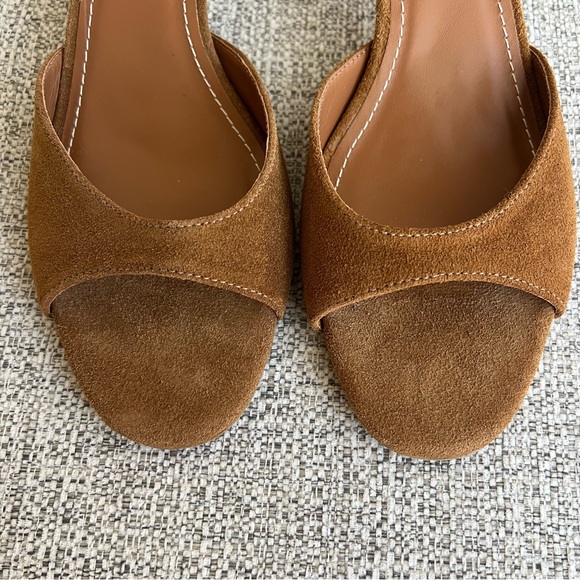 Staud Brigitte Mule Heels Tan Suede Size 40 Open Toe Kitten Heel - Picture 6 of 11